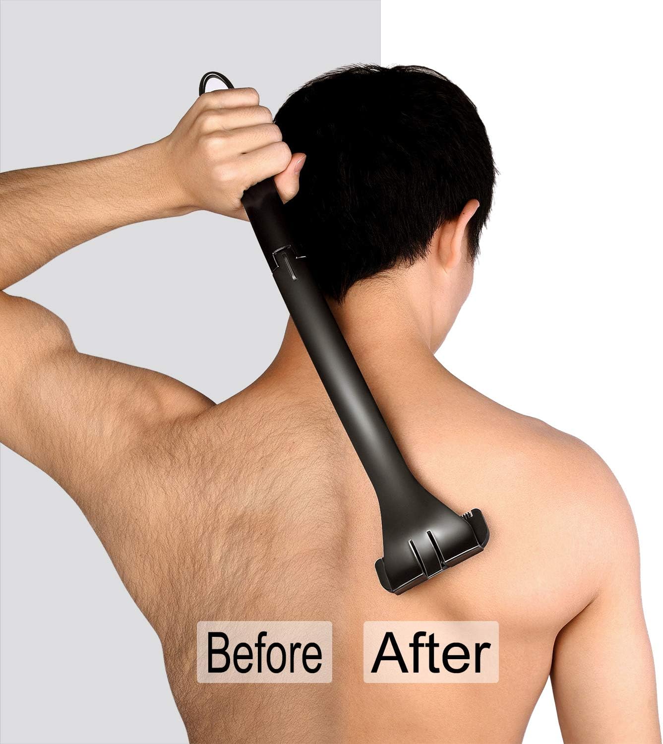 Back Body Hair Removal Body Trimmer Waterproof for Men Pain-Free, Supcare Men Manual Body Shaver, Male Foldable Back Hair Shaver Gift for Men