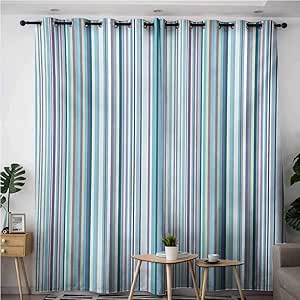 Beihai1Sun - Cortinas con ojales, diseño de rayas, color blanco y negro