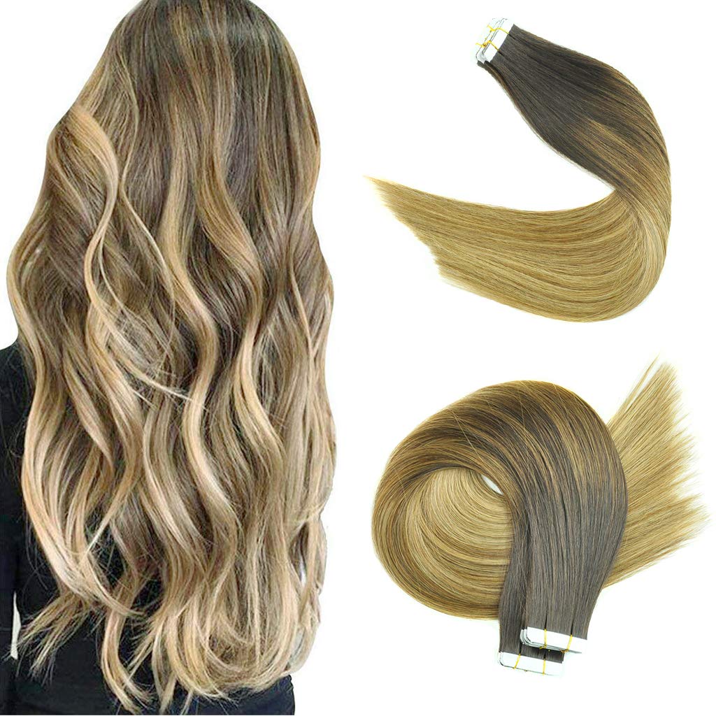 Koconi 14 Inch Tape In Hair Extensions Remy Human Hair Extensions