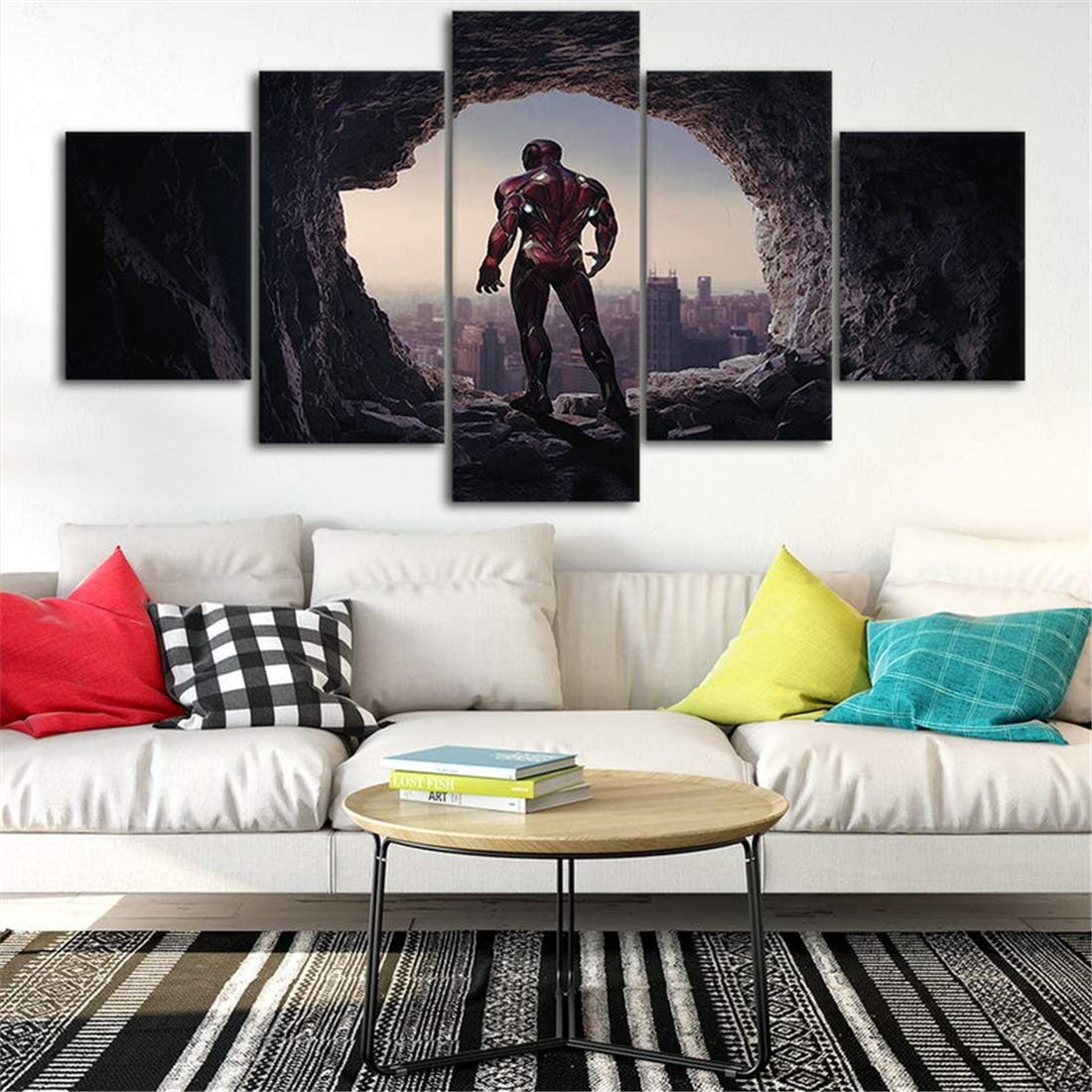 Natvva Modern 5 Panels Iron Man Movie Posters Canvas Prints Pictures Paintings On Canvas Wall Art Ready To Hang For Living Room Bedroom Home