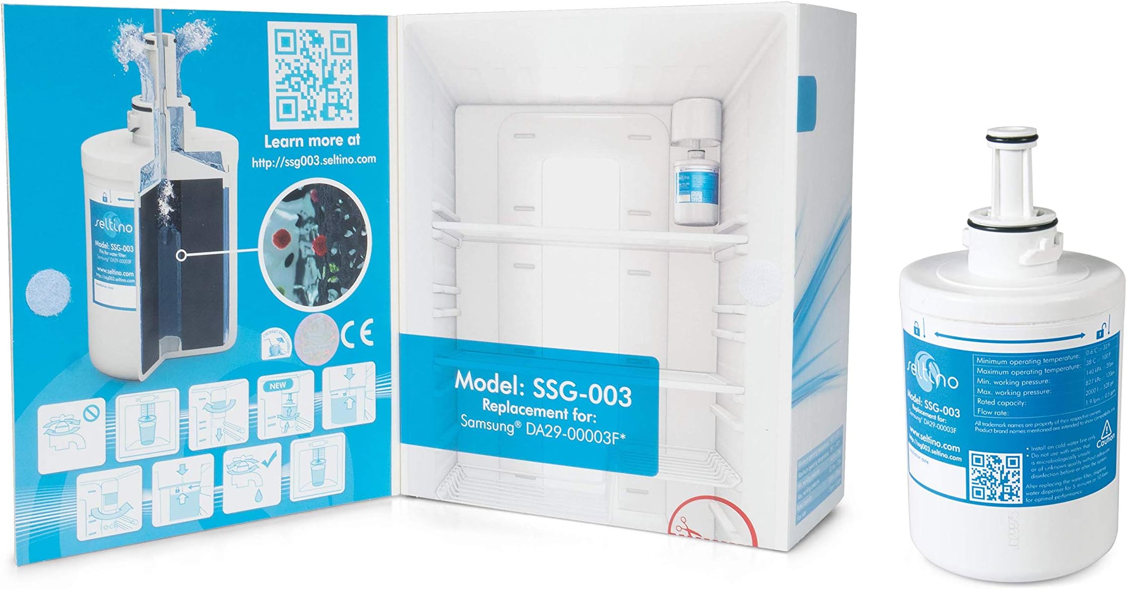 Seltino SSG-003 - water filter for Samsung refrigerator/replacement for DA29-00003F DA29-00003G /