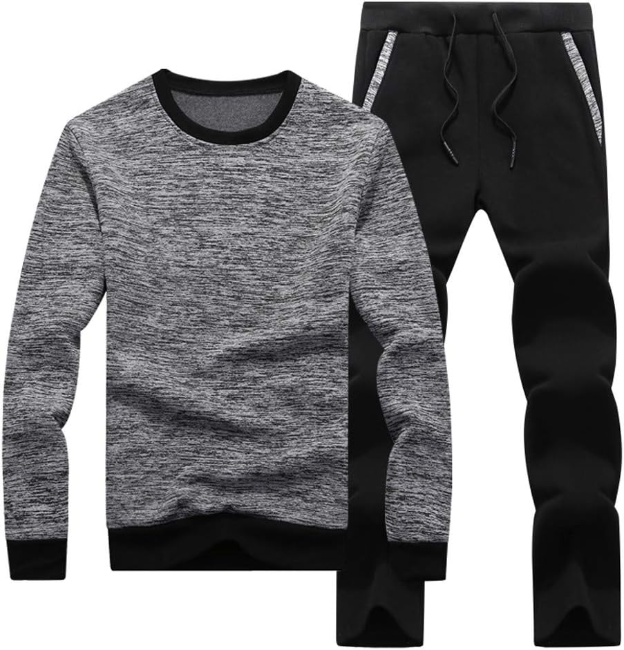 Leegor Men Tracksuits Casual Joggers Set Crewneck Long Sleeve Sweatshirt+Joggers Pant Sportsuit