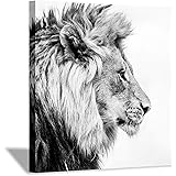 Hardy Gallery Lion Art Wall Decor Picture: Wildlife Portrait Graphic Artwork Print Painting on Wrapped Canvas (12''x12'')