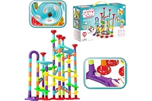 Nictoy Marble Runs - 172 Complete Pieces Maze Track Toys for Toddlers - with 60 Glass Marbles - Marble Runs for Kids Aged 4-8 - Unleash Limitless Building Creativity（Q22）