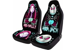 GENANY Horror Nightmare Skellington 2 Front Car Seat Covers for Car Truck SUV, Christmas Car Gifts, Durable Bucket Seat Cover, Protective Interior Decor