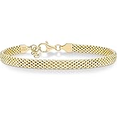 Miabella 18K Gold Plated 925 Sterling Silver Italian 5mm Mesh Link Chain Bracelet for Women, Made in Italy