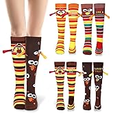 EYNDYN Thanksgiving Turkey Socks with Hands Funny Turkey Trot Socks Runing Now Knee High Athletic Socking for Women Men Gift