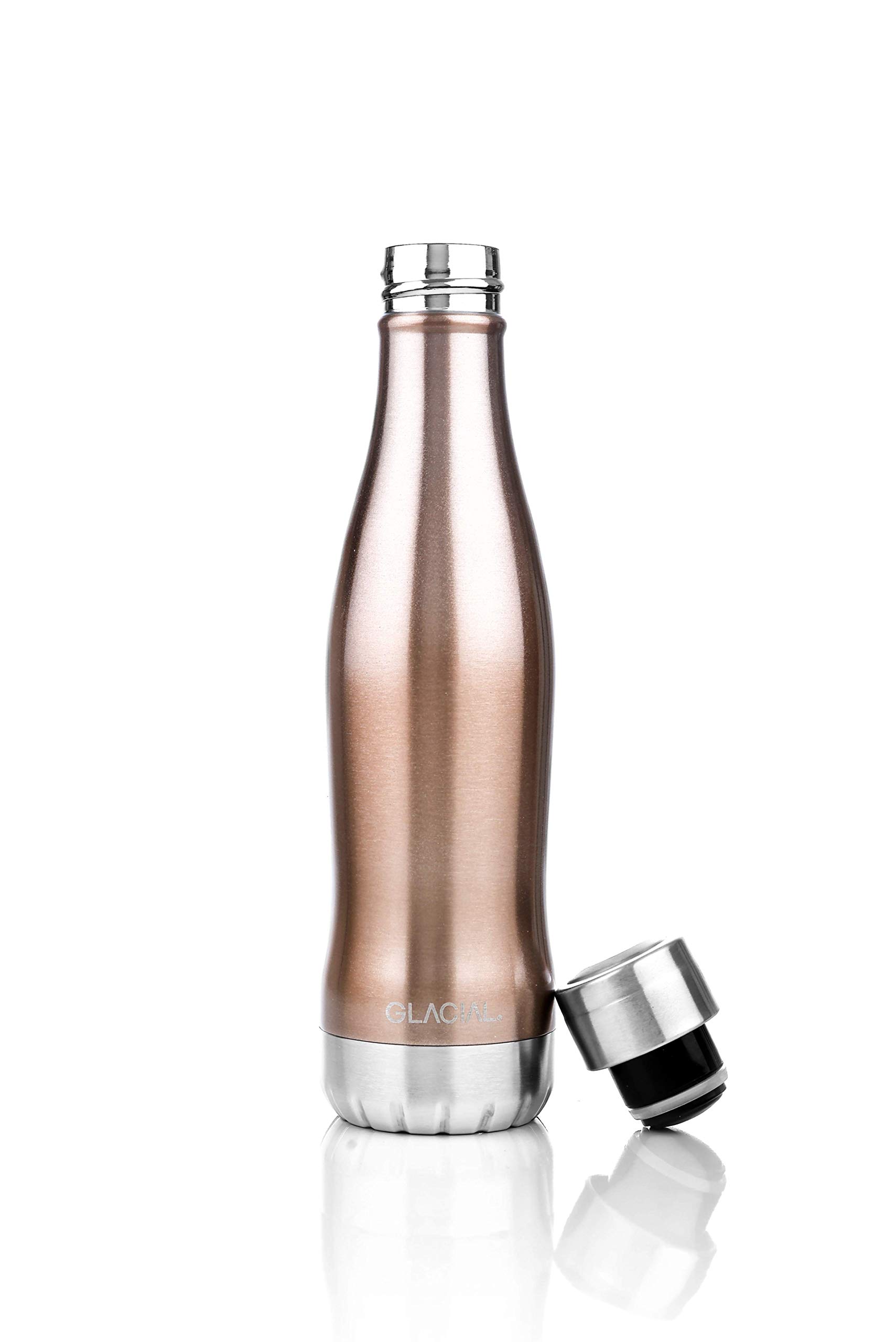 GLACIAL Water bottle, rose gold 400 ml water bottle without leakage and reusable, keeps cold drinks for more than 24 hours, hot drinks for 12 hours — image 1