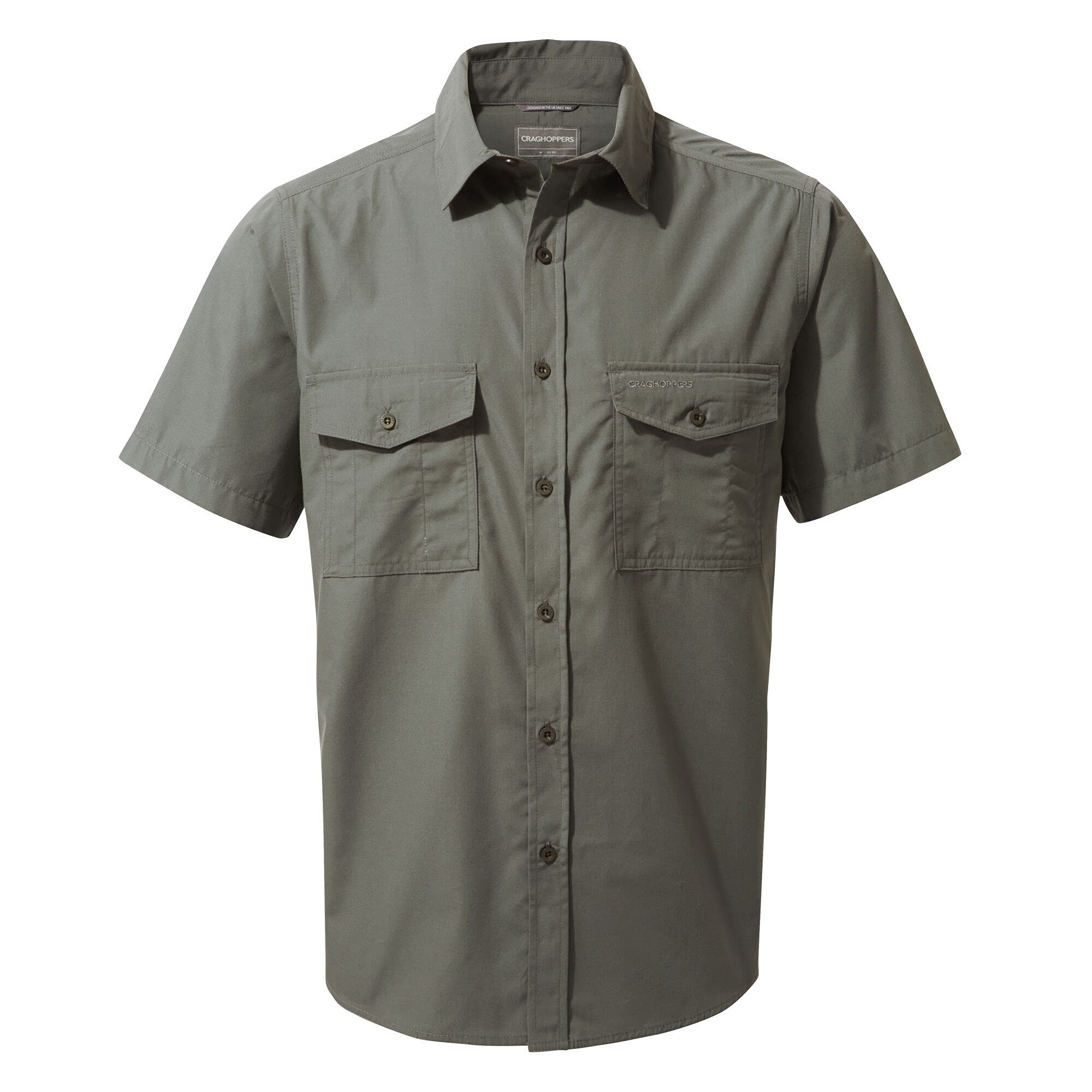 Craghoppers Mens Kiwi Short Sleeve Hiking Shirt, Dark Grey, 3XL EU