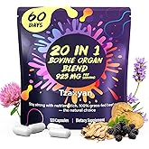 20-In-1 Beef Organ Supplement for Women, 925MG Grass Fed Beef Liver, Uterus, Ovary & 3 more with Maca, DIM, Black Cohosh, Vitamin & Mineral, Bovine organ Capsules for Hormone Balance, Energy, 60 Days