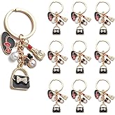 PHAETON 10PCS Keychains with Hat, Lipstick, Pearl, Bow, Handbag Pedant for Women Enthusiast Keychain Set Makeup Lovers Gift Cosmeticians Gift Make up Decoration Favor