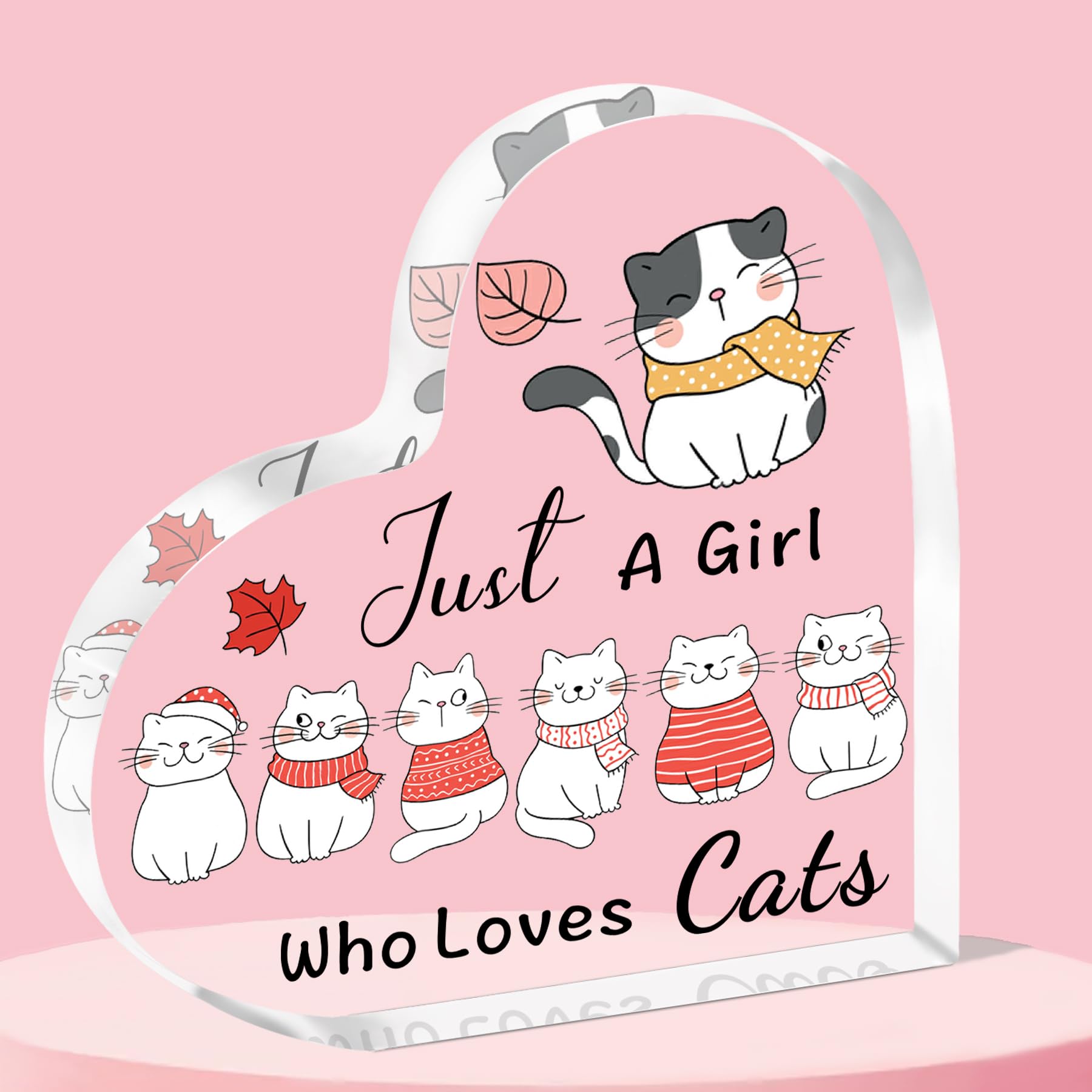 QMVMV Funny Cat Gifts Acrylic Plaque Animal Lover Gift Just A Girl Who Loves Cats Cat Lover Gift For Women, Who Loves Cats Acrylic Plaque