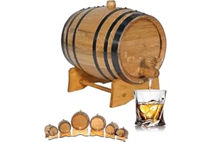 THOUSAND OAKS BARREL 1 Liter Oak Aging Barrel with Wood Stand, Bung & Spigot - Mini Whiskey Barrels for The Home Alcohol Distiller, Moonshiner & Winemaker - Age Cocktails, Bourbon, Whisky, Tequila, Rum, Mead Wine (1L)