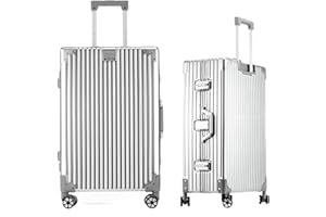 HotWay 28 Inch All Aluminum Checked In Luggage, Hard Shell Suitcase with Spinner Wheels and TSA Lock, Large Suitcase for Business Travel