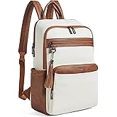 Mroede Leather Laptop Backpack for Women,Leather Backpack with Laptop Compartment Fit 15.6 inch Laptops,Carry-on Travel Backpacks,Casual Daypack for Work Business Weekender College,Beige