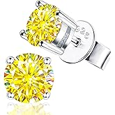 Moissanite Earrings,2ct D Color VVS1 Clarity Solitaire Round Cut Earrings S925 Sterling Silver for Women Men Moissanite Stud Earrings