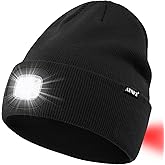 ATNKE LED Lighted Beanie Hat,USB Rechargeable 8 LED Red Glow Flashing Alarm Running Headlamp Cap Gifts for Men and Women