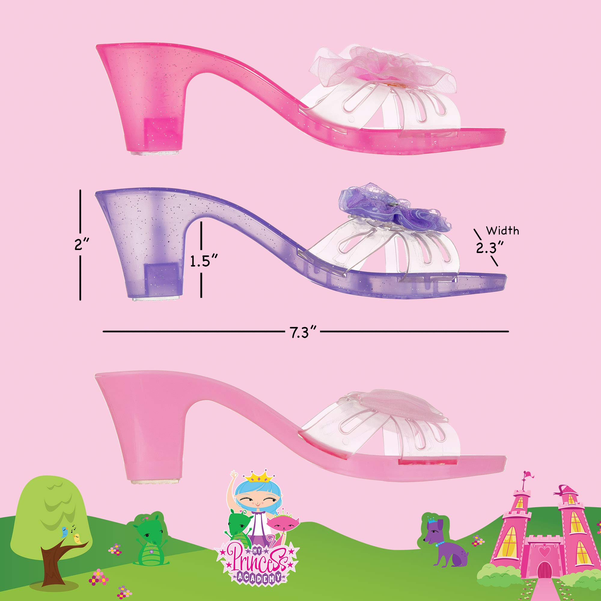 PRINCESS EXPRESSIONS 3 Pack Dress Up Kids Royalty Heels - Pretend Play High Heels for Kids, Princess Play Dress Shoes - Toddler Size 7-10