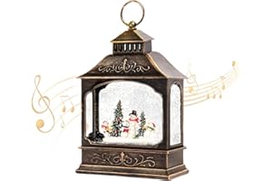 HPC DEC R OUR HAPPY PLACE HPC Decor Christmas Snow Globes Lantern Glitter Lighted Lanterns with Music, USB and Battery Operated Musical Snowman Globes Decorations Indoor for Home, Holiday Decor Gift