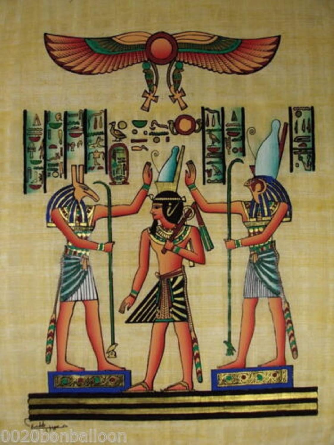 Paintings - 100% Authentic Egyptian Original Hand Painted Painting Papyrus Paper Pharaoh Egypt Ancient 12