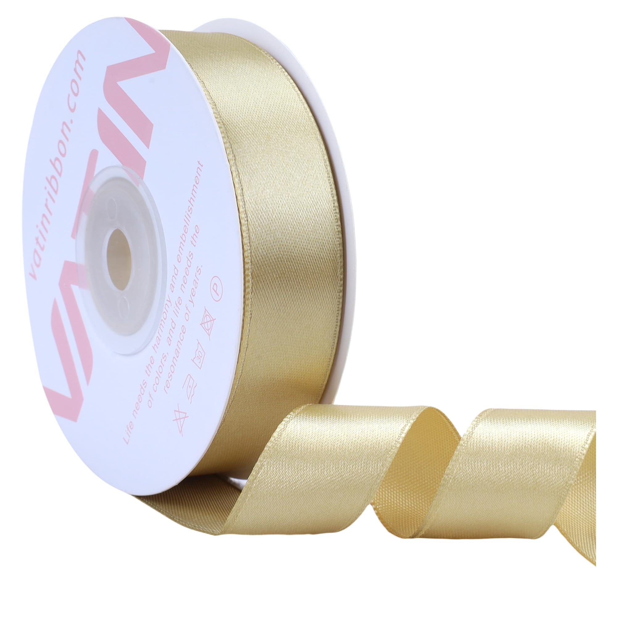 VATIN Gold Satin Ribbon Polyester 20mm X 23m(25 Yards) Craft Fabric Ribbon Perfect for Gift Wrapping,Hair Bow,Party Balloon Trimming, Cake Decoration Sewing and Other Craft Projects
