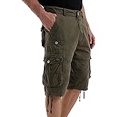 JAWERU Cargo Shorts for Men Multi Pockets Mens Shorts Below Knee Casual Hiking Summer Shorts