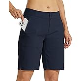 Willit Women's Golf Hiking Shorts 9" Quick Dry Athletic Long Casual Summer Shorts Zipper Pockets Water Resistant Lightweight