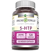 Amazing Formulas 5-HTP (L-5-Hydroxytryptophan) Supplement | 200 Mg per Serving | Veggie Capsules | Non-GMO | Gluten-Free | Made in USA (1 Pack | 120 Count)