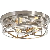 piano7797 13 inch Brushed Nickel Flush Mount Ceiling Light Fixtures,3-Light Modern Hallway Light Fixtures Ceiling, Brushed Nickel Light Fixture Ceiling Mount for Farmhouse,Kitchen, Bedroom 1 Pack