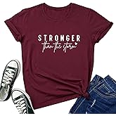 BLACKOO Women Stronger Graphic Tees Cute T-Shirts