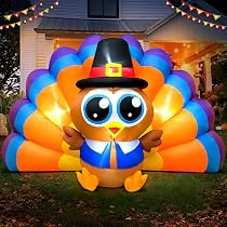 Thanksgiving Inflatable 5FT Thanksgiving Turkey Inflatable With LED ...