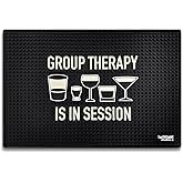 Group Therapy is In Session 17.7" x 11.8" Funny Bar Spill Mat Rail Countertop Accessory Home Pub Decor Slip Resistant Durable Thick Bar Covering for Craft Brewery Kitchen Cafe and Restaurant Accessory