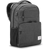 Solo New York Laptop Backpack for Women &amp; Men -Carry On Bookbag for Travel &amp; Work, Lightweight Bag, Side Mesh Pockets, Fits 15.6" Computer - Re:Discover, Grey