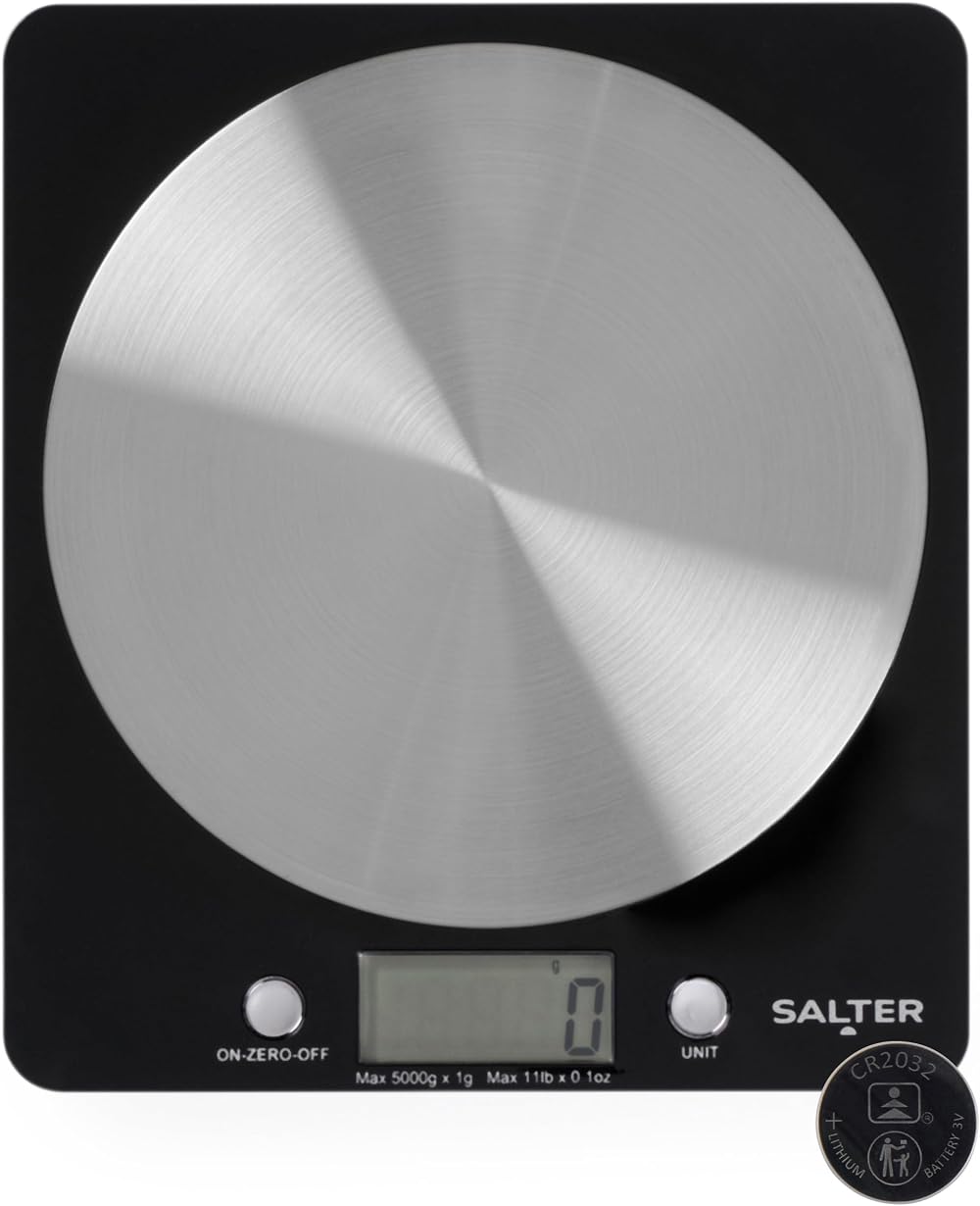 Salter 1036 BKSSDR Digital Kitchen Scale 5KG Tare Function Stainless Steel