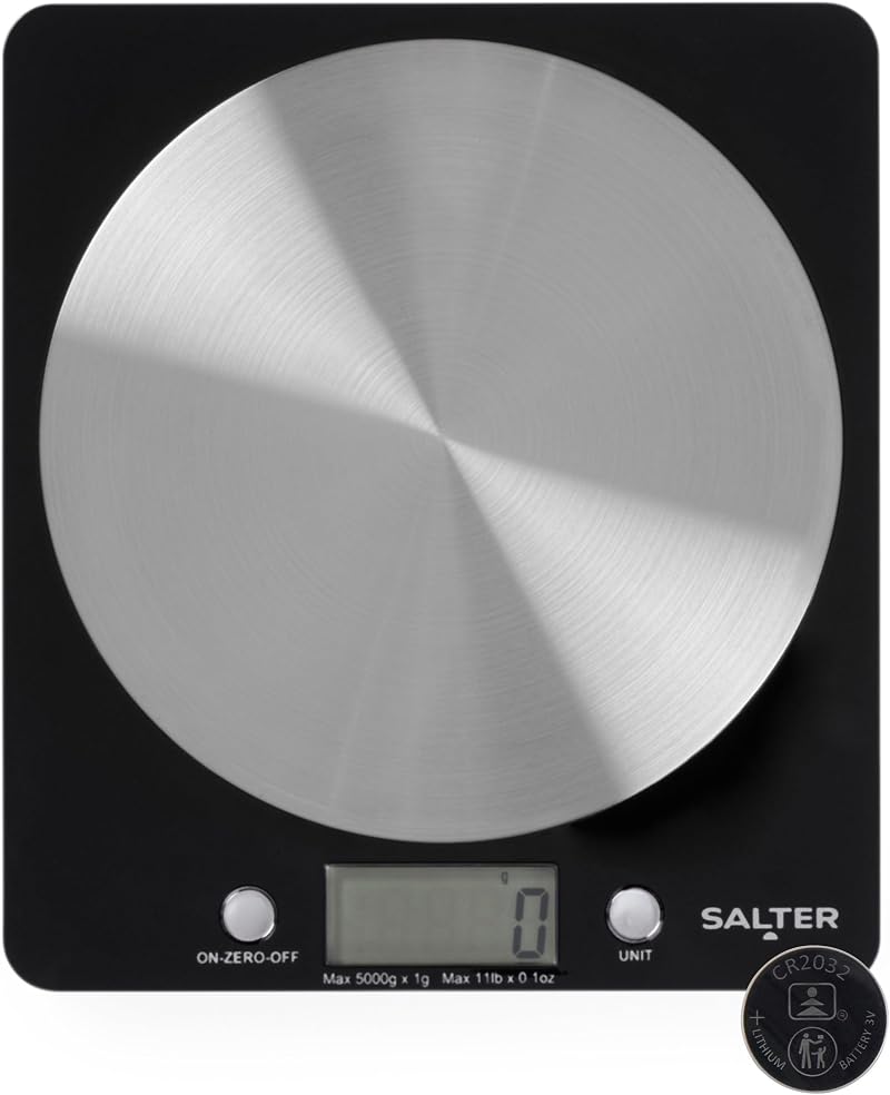 Salter 1036 BKSSDR Digital Kitchen Scale 5KG Tare Function Stainless Steel