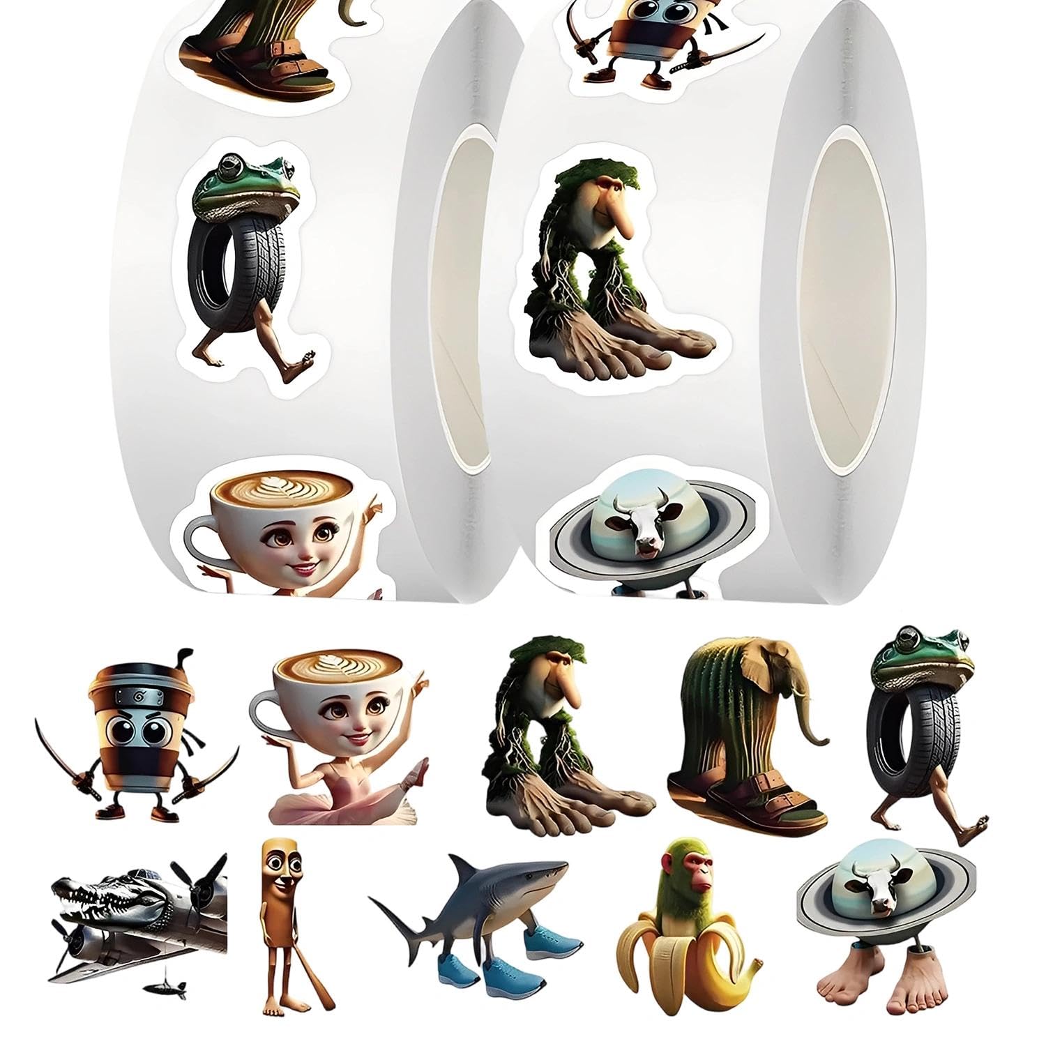 500PCS Italian Brainrot Stickers, Brainrot Stickers for Boy, Waterproof Paper Decals for Creative Fun at Parties for Water Bottles, Laptops, and Skateboards, Italian Brainrot Gifts