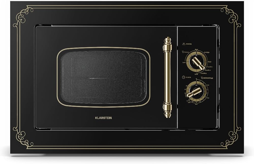 Klarstein Victoria 20 Built-in Microwave Retro 800W Grill 20L Black