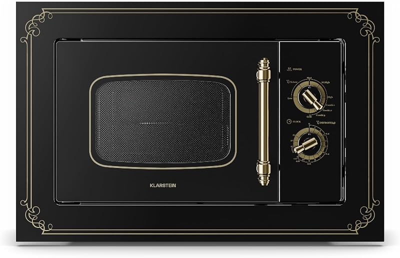 Klarstein Victoria 20 Built-in Microwave Retro 800W Grill 20L Black