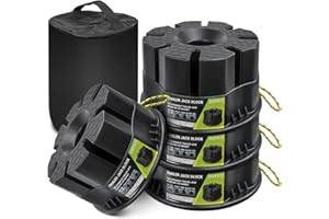 HYFICO Trailer Jack Block 4 Pack - RV Leveling Blocks for Travel Trailers Wheels and Any Jack, 20,000 lbs RV Camper Leveling Blocks with Bag, Leveling Blocks Universal Compatibility & Convenient Storage