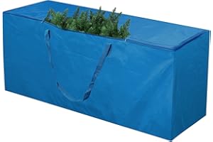 BRUWAA Christmas Tree Storage Bag, Stores a 7.5/ 9ft Artificial Christmas Tree with Carry Handles and Dual Zipper, Protects Against Dust Insects, Durable Waterproof Material, 65x14.5x30 Inches - Blue