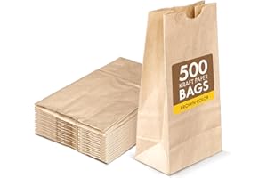 500 Pcs (6Lbs) Brown Kraft Paper Bags, #6, Takeout Bags, Easy Packing, Eco-Friendly, Ideal for Lunch and Snacks, Perfect for 