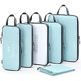 G4Free 6 Set Compression Packing Cubes, 3 sizes Travel Packing Organizers for Suitcases, Expandable Luggage Suitcase Storage Bags Set, Lightweight Packing Cubes Travel Essentials