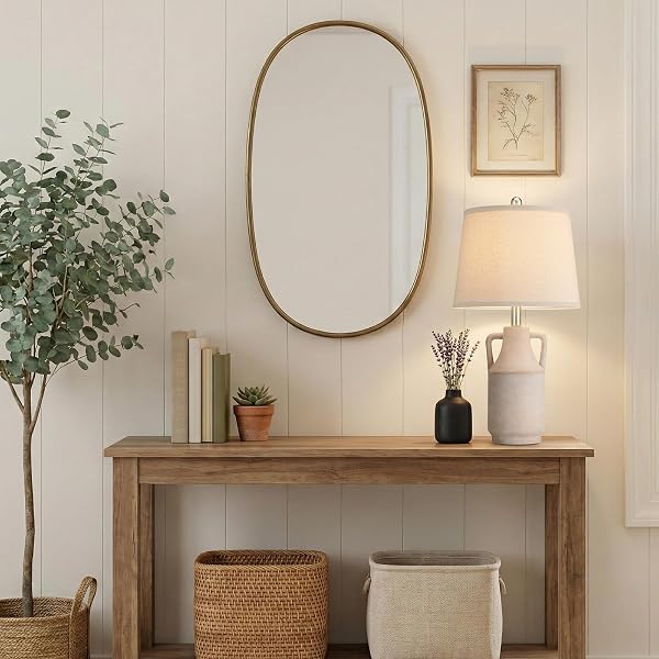 26″ VINTAGE CERAMIC TABLE LAMP FOR HOME DECOR, FARMHOUSE RETRO ANTIQUE WHITE LAMP WITH HANDLES FOR LIVING ROOM, RUSTIC POTTERY BEDSIDE NIGHTSTAND LAMP FOR BEDROOM, END TABLE, ENTRYWAY (BULB INCLUDED)