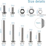 FandWay M3 x 6-25mm Pan Head Machine Screws Nuts Washers Set 304 Stainless view 4
