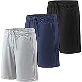 BALENNZ Boy's 5-Pack Athletic Shorts Kids Youth Quick Dry Active Performance Basketball Shorts with Pockets Elastic Waistband