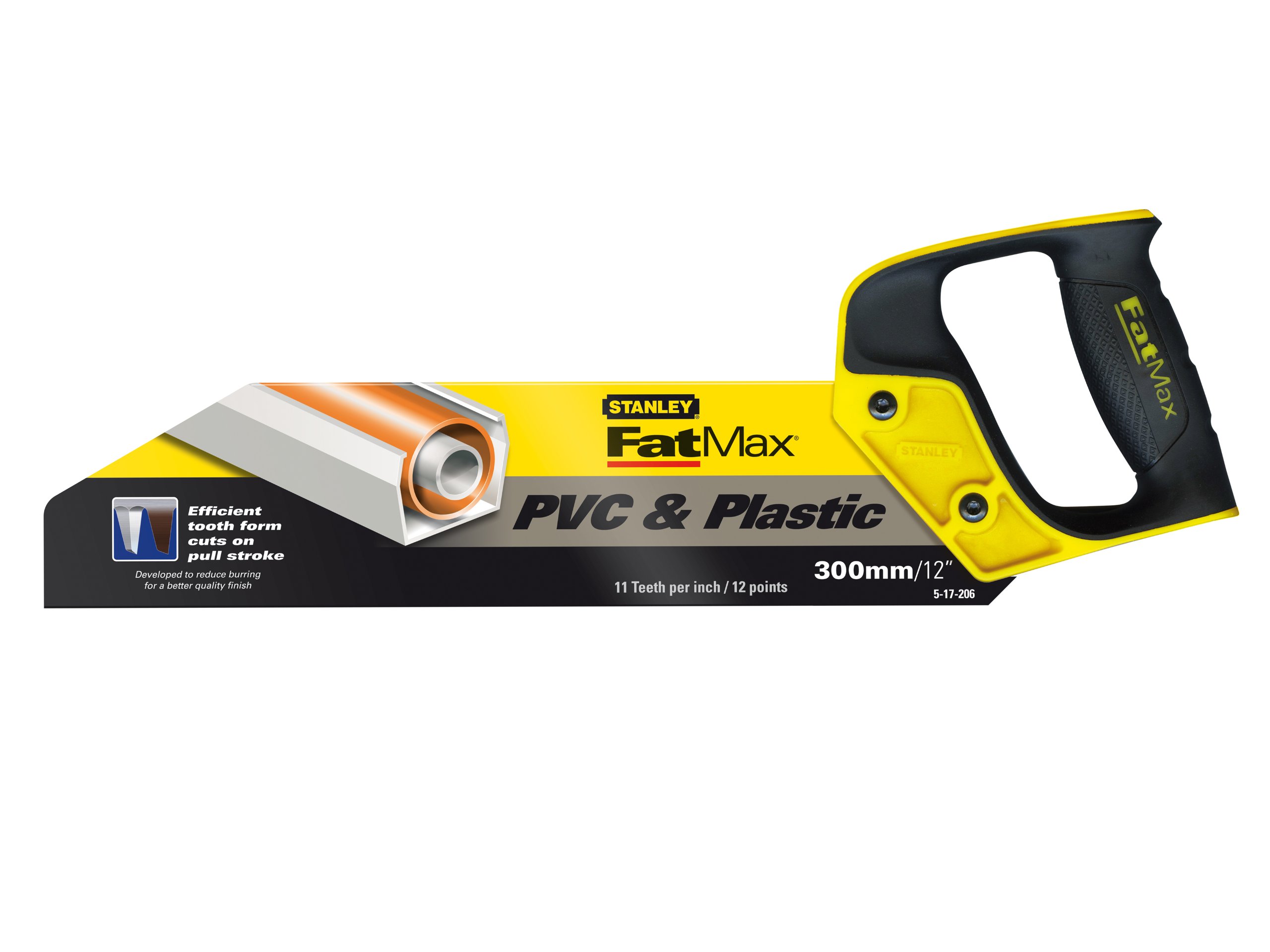 Stanley 217206 300mm/ 12-inch FatMax PVC and Plastic Saw, Yellow