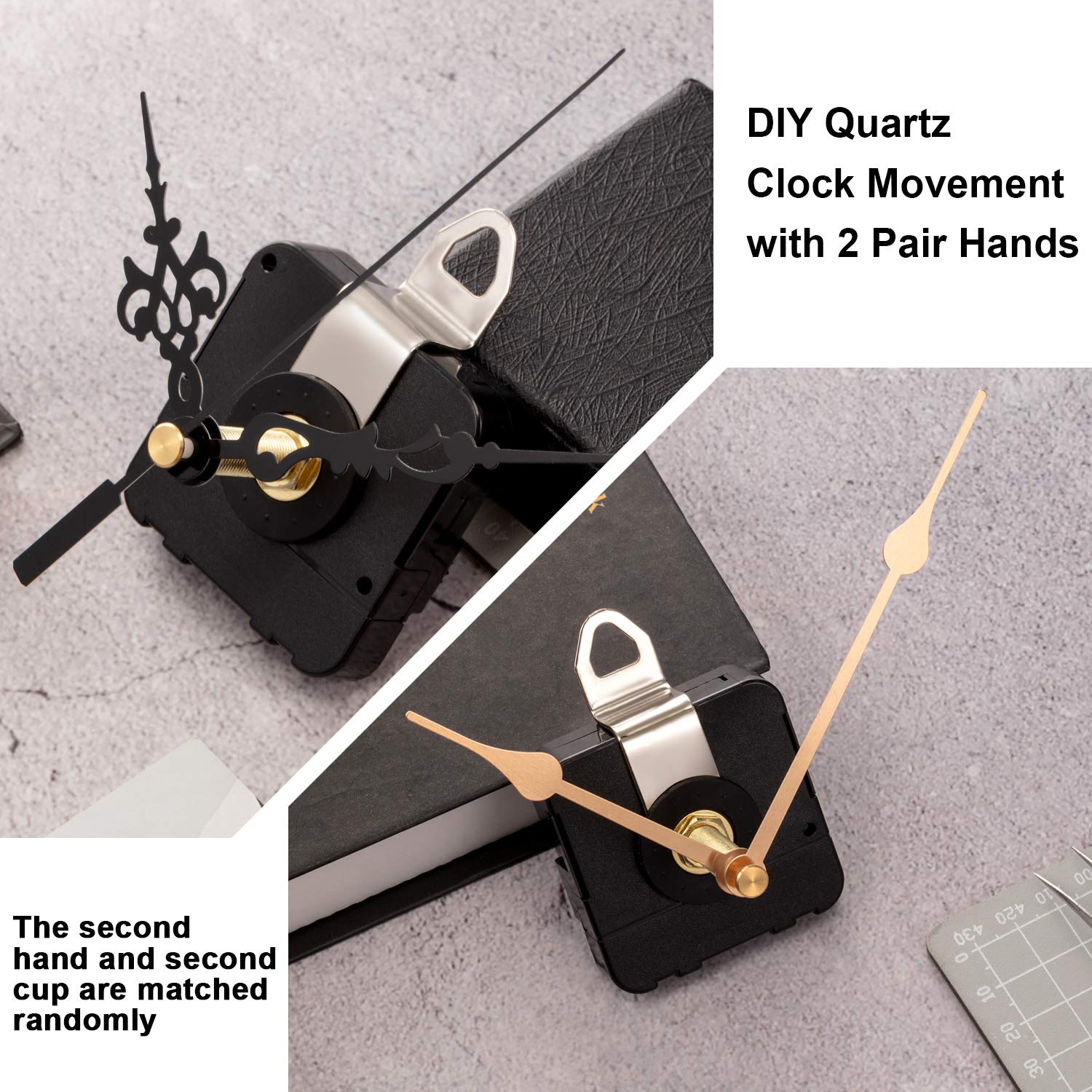 2 Pair Hands Quartz Clock Movement DIY Wall Clock Movement Mechanism Clock Repair Parts Replacement (Shaft Length 1-1/5 Inch/ 31 mm, Color Set 3)