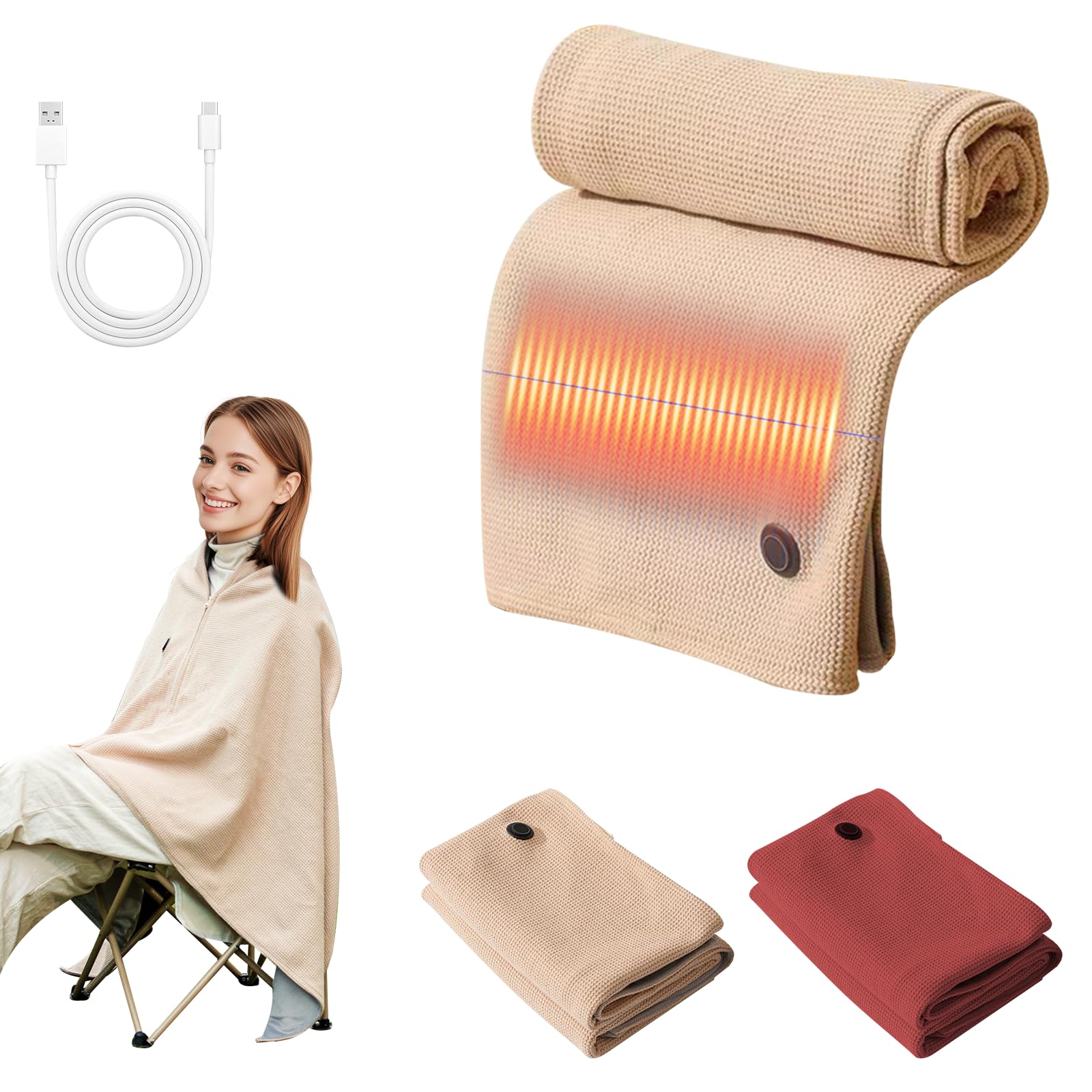 Photo 1 of *Untested*
Portable Heating Blanket Shawl, Women's Heating Shawl,Portable Soft Zipper Electric Heated Blanket Shawl,Outdoor Wearable Wireless Electric Blanket with 3 Heating Levels (Not Included Power Bank)