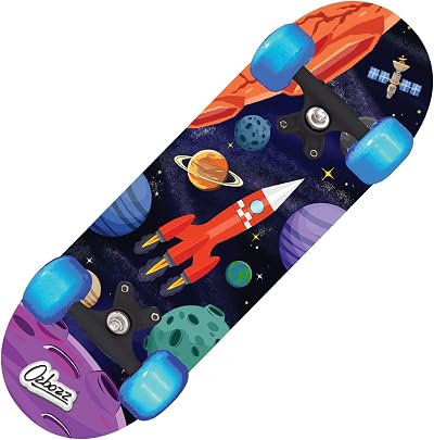 Ozbozz Space Skateboard 17 Inch with Flashing Wheels Assorted Designs