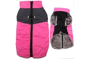 JoyDaog Warm Fleece Dog Coats for Small Dogs,D-Rings Waterproof Puppy Jacket for Cold Winter,Pink S